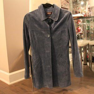Blue suede women's coat by Cuir Danier  (2XS, UK 6-8, FR 34-36, IT 36-38)